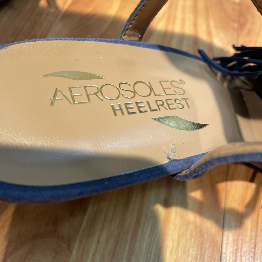 Aerosoles Heel Rest Blue Fringed Sandals Size 7.5 - Picture 14 of 14